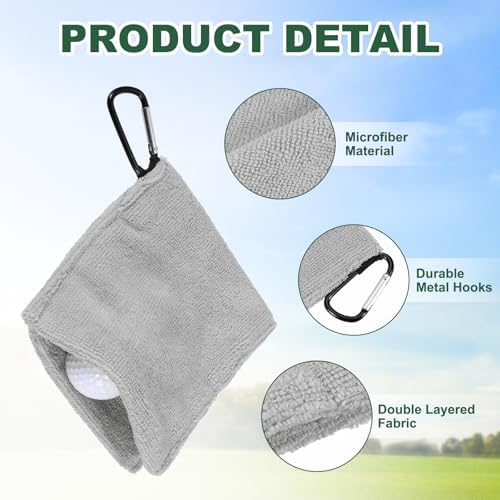 3Pcs Golf Ball Towel 5.5"x5.5" - Image 3
