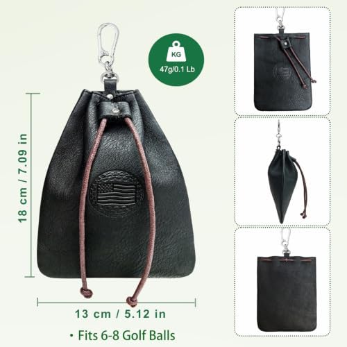 Real Leather Golf Valuables Pouch: USA Golf Tee Ball Bag - Image 5