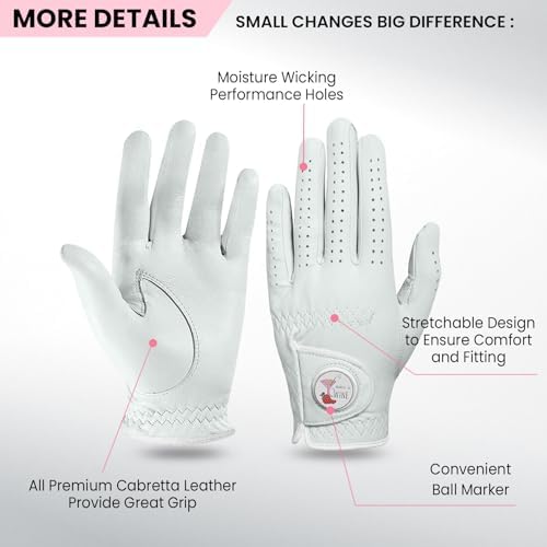 FINGER TEN Golf Gloves Women Cabretta Leather 1 Pack - Image 2