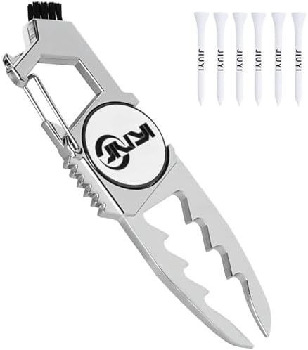 Golf Divot Tool with Magnetic Ball Marker, and Tee Height Adjuster, 6 Golf Tees by JIUYIBC