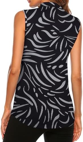 Tanst Sky Women's Sleeveless Golf Polo Shirts Quarter Zip Workout Tank Top - Image 2