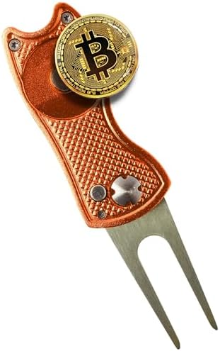 Bitcoin Golf Divot Tool, 3-in-1 Multitool, Magnetic Ball Marker by AlibiGolf