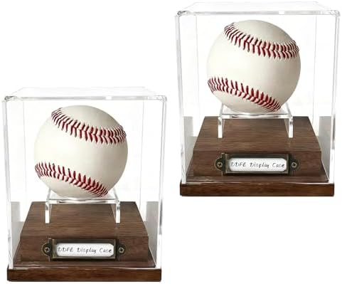 Baseball Case Display for Balls Walnut Wood Base Acrylic by DDFE