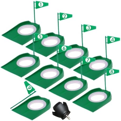 9 Pack Golf Putting Cups with Flags, Plastic Golf Training Aids with Golf Ball by Shu-Ran