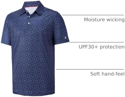 Mens Golf Shirt Short Sleeve Dry Fit Print Moisture Wicking Performance - Image 4