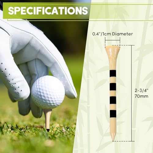 Bamboo Golf Tees 200 Pack 2-3/4 & 3-1/4 inch Length | 4 Line Marking Natrual - Image 2