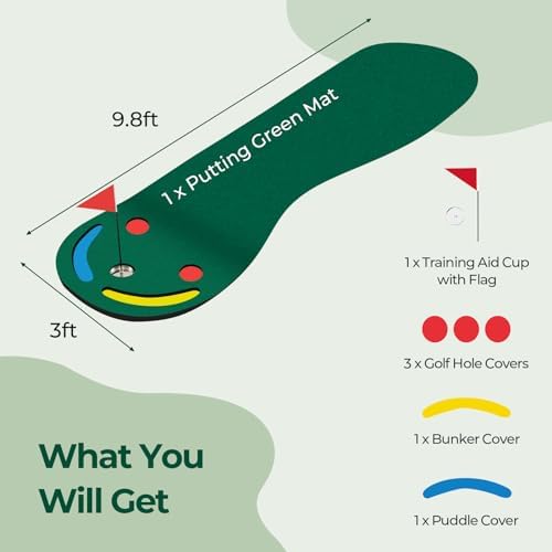 ULTIMATE Par Three Golf Putting Green 9.8 ft x 3 ft, Golf Practice Mat - Image 7