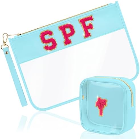 BuyCard Preppy Chenille Letter Patch SPF Clear Cosmetic Bag by BuyCard