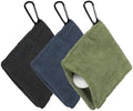 3Pcs Golf Ball Towel 5.5"x5.5" w/D Clip Army Green/Navy Blue/Black by YELARXI