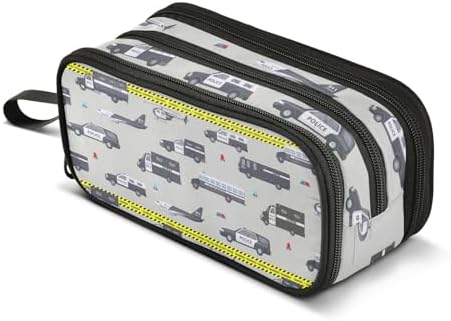 ZAZYXTJ Police Car Large Capacity Pencil Case 3 Compartment Pen Pouch Storage by ZAZYXTJ