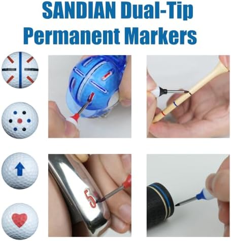 SANDIAN, 6 Pack, Golf Ball Aignment Lines Integrated Permanent Markers - Image 2