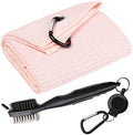 Golf Towel & Groove Cleaner Brush Kit, Tri-Fold Microfiber Waffle by Aebor