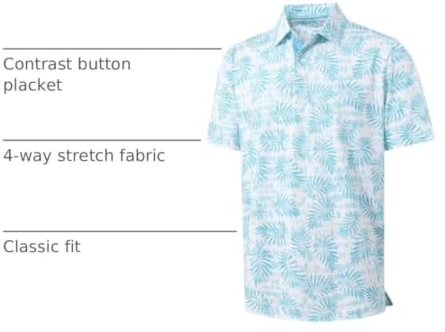 M MAELREG Mens Golf Shirt Short Sleeve Dry Fit Print Moisture Wicking - Image 4