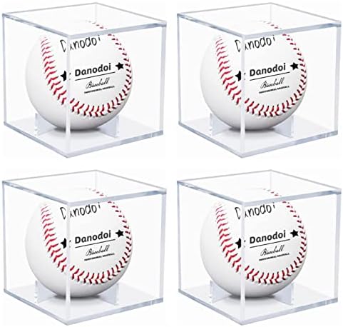 Danodoi 4 Pack UV Protected Clear Acrylic Baseball Display Cube by DANODOI