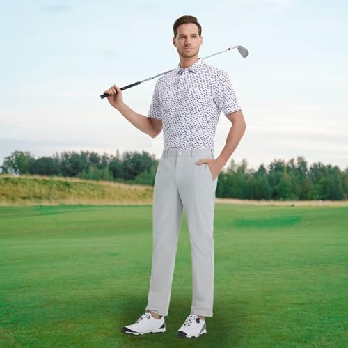 M MAELREG Mens Golf Shirt Short Sleeve Dry Fit Print Moisture Wicking - Image 2