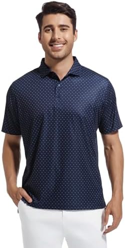 Alex Vando Mens Golf Shirt Moisture Wicking Classic Print Golf Shirts - Image 2