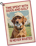 Time Spent with Dogs and Golf is Never Wasted Golden Retriever Towel by GEYGIE