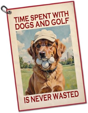 Time Spent with Dogs and Golf is Never Wasted Golden Retriever Towel by GEYGIE