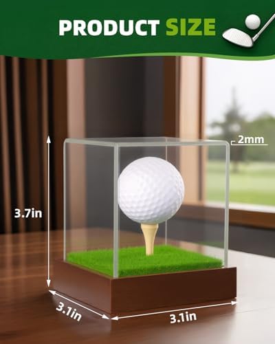 Fitense Single Golf Ball Acrylic Display Cube Wood Base - Image 3