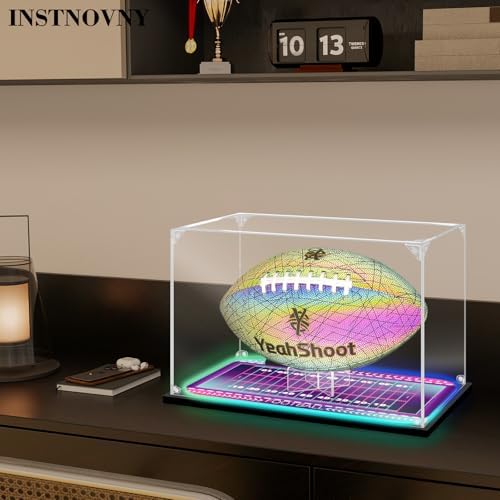 Football Display Case with RGB LED, Removable Built-in Football Display Stand - Image 4