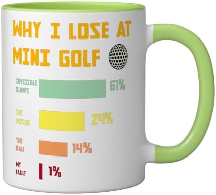 Mini Golf Champion Humor Family Golfers Ceramic Mug, Light Green/White - Image 2