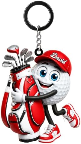 Hugging Golf Bag Funny Golf Ball Keychain by Unknown
