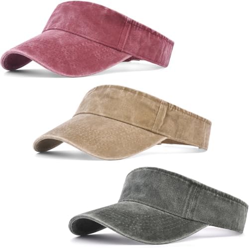 IYEBRAO 3 Pack Sun Visor Hat Sport Vintage Washed Adjustable Cotton Empty Top by 29IYEBRAO