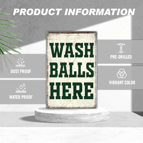 Wash Balls Here Metal Sign 8 x 12 Inch Golf Decor Funny Ball Tin Wall Art - Image 2