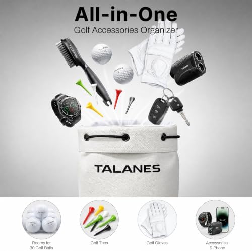 Golf Valuables Pouch, Leather Drawstring Golf Balls Bag - Image 6