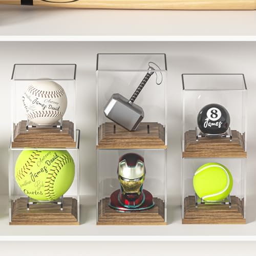 Softball Display Case Walnut Wood Base Acrylic Softball Case Display Softball - Image 6