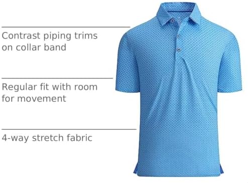 Alex Vando Mens Golf Shirt Moisture Wicking Print Performance Polo Shirt - Image 4