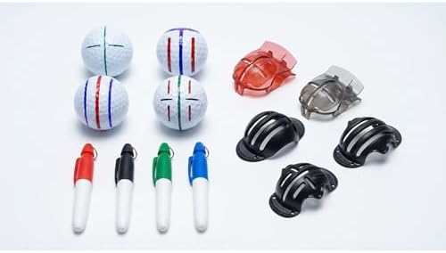 9 Pack Golf Ball Line Marker Tool Set, Golf Ball Alignment Stencil Kit - Image 2