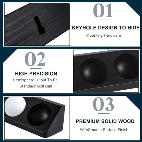 CroBlissful 2 Pack Golf Ball Display Case 1 Tier Wall Mounted Black - Image 3