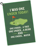 I was One Under Today Golf Pun Print Green Golf Towel by GEYGIE