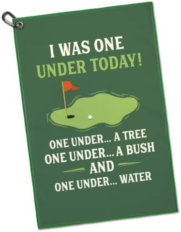 I was One Under Today Golf Pun Print Green Golf Towel by GEYGIE