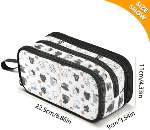 ZAZYXTJ Cute Cat Large Capacity Pencil Case 3 Compartment Pen Pouch Storage - Image 3