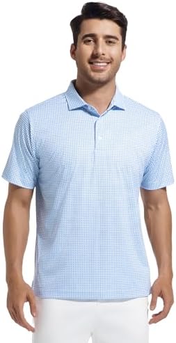 Alex Vando Mens Golf Shirt Moisture Wicking Classic Print Golf Shirts - Image 2