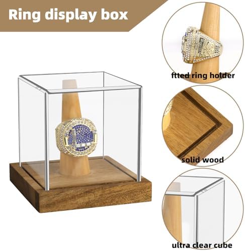 Hooqict Championship Ring Display Case Clear Acrylic Ring Case Display Box UV - Image 7