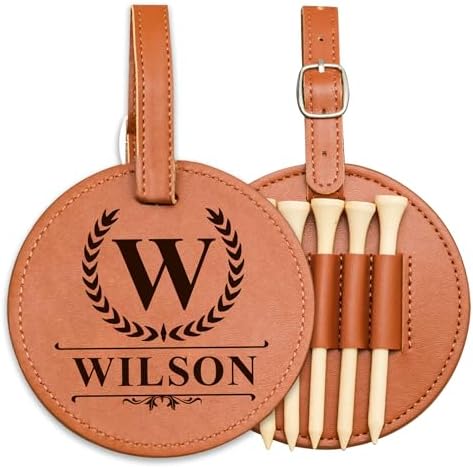 EDSG Personalized Leather Golf Tee Holder Bag Tag by EDSG