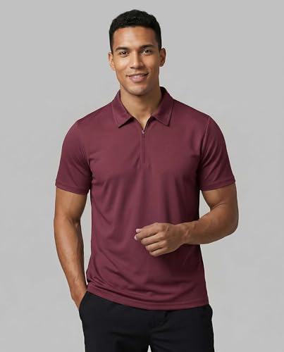 3 Pack Mens Dry Fit Polo Shirts Quarter Zip Short Sleeve Collared Tees Work - Image 2
