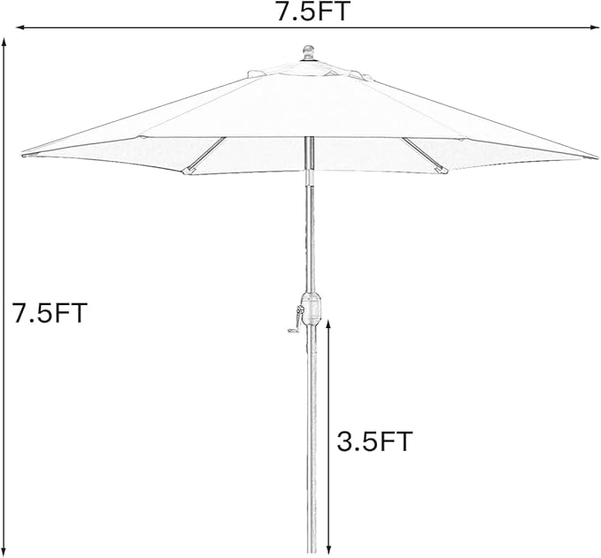 Sunnyglade 7.5' Patio Umbrella Outdoor Table Umbrella Tilt Crank Teal Blue | - Image 7