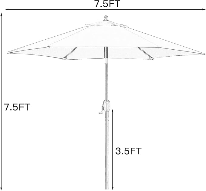 Sunnyglade 7.5' Patio Umbrella Outdoor Tilt Umbrella Crank Grass Green | Market - Image 7