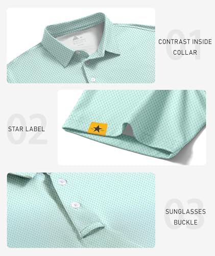 ZITY Mens Golf Polo Shirts Short Sleeve UPF 50+ Moisture Wicking Tshirt - Image 3