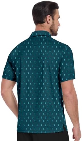 ZITY Men's Golf Shirts Short Sleeve Print Patterns Casual Collared Polo - Image 2