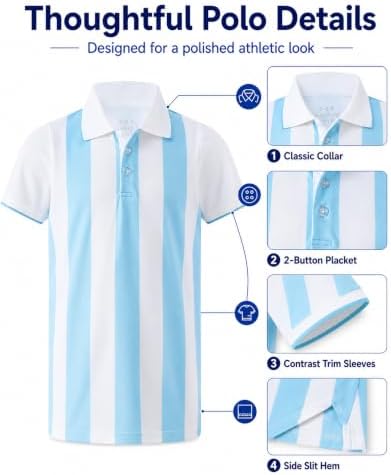 Boys Golf Polo Shirts Short Sleeve Color Contrast 5-14Y - Image 5