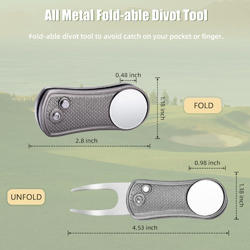 Mile High Life Golf Divot Repair Tool Metal/Foldable w Magnetic Ball Marker - Image 4