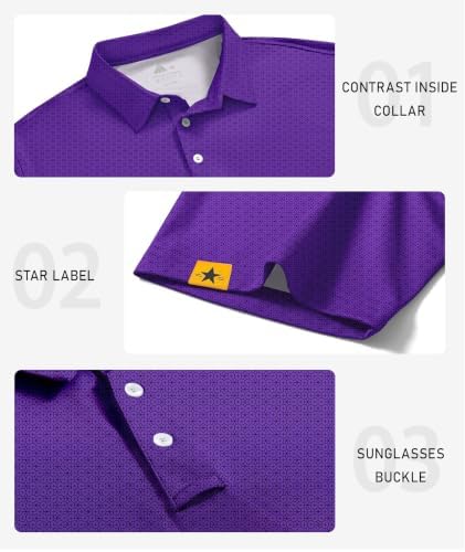 ZITY Mens Golf Polo Shirts Short Sleeve UPF 50+ Moisture Wicking Tshirt - Image 3