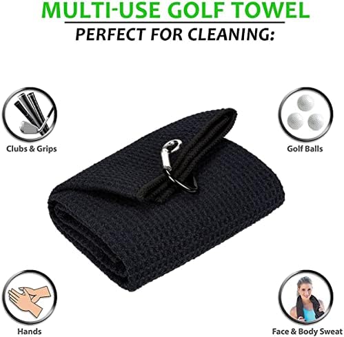 Golf Towel & Groove Cleaner Brush Kit, Tri-Fold Microfiber Waffle - Image 2