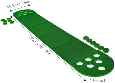 Mini Golf Course Set, Indoor Outdoor Putting Mat w/2 Adjustable Clubs & 2 Balls - Image 2