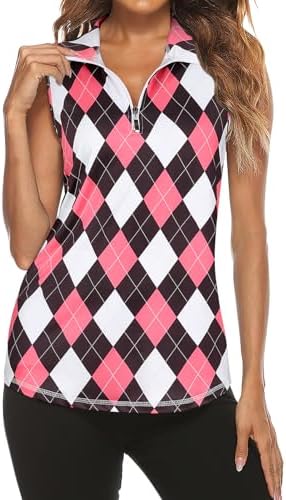 Tanst Sky Women's Sleeveless Golf Polo Shirts Quarter Zip Workout Tank Top by TanstSky
